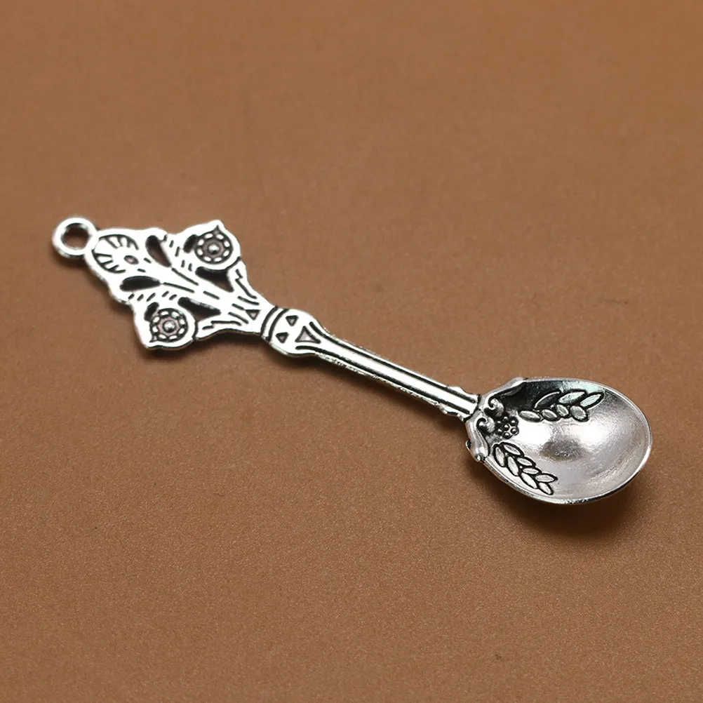 60Pcs Alloy Pendant Assorted Brass Silver Golden Spoon Shape Creative DIY Accessories for Necklace Earring