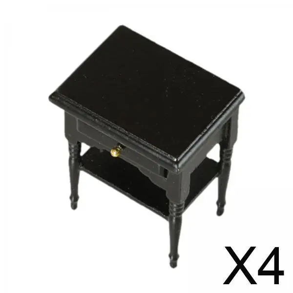 

Miniature Dollhouse Accessories Wood Bedside Table Vintage Decor 1 12 Furniture Night Stands for Bedroom