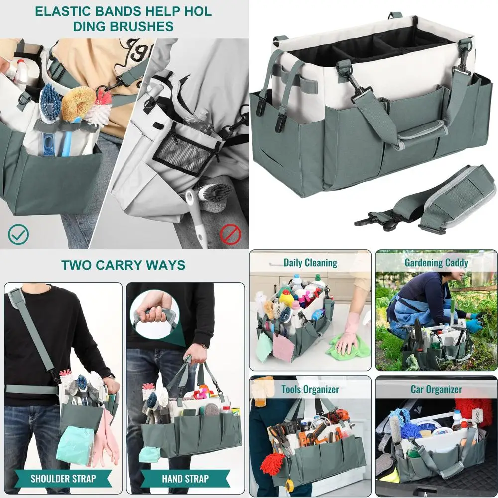 

Portable Supply Organizer with Handle and Straps, Large Multi-Compartment Sink Storage Bag
