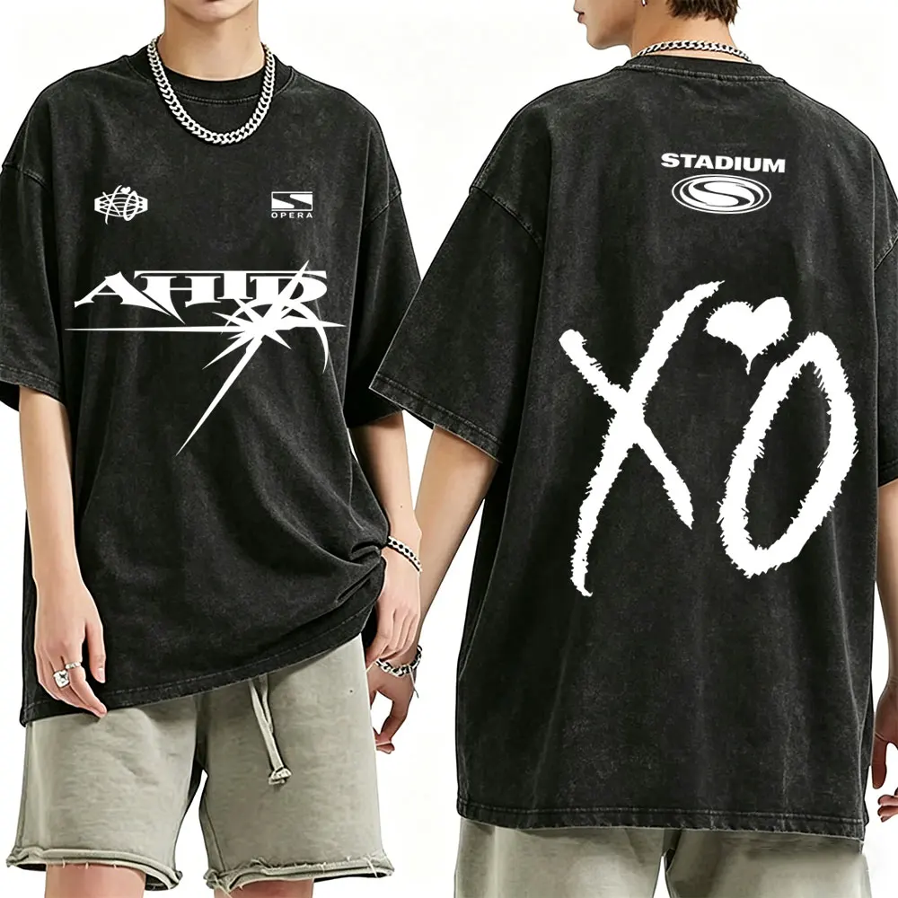 Rapper The Weeknd Vintage Washed T Shirt After Hours Til Dawn Tour 2026 T-shirts Men's Clothing Hip Hop Retro Oversized T-shirt