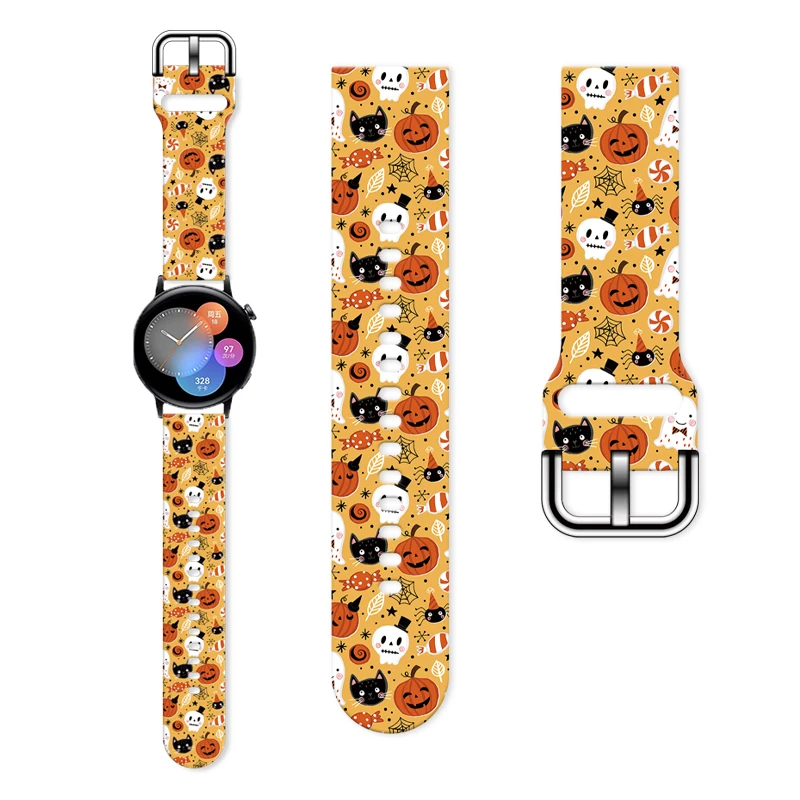 

20mm Halloween 2 Printed Strap for Samsung Galaxy Watch 7/6 40mm 44mm Band Replaceable Bracelet for Xiaomi Huawei Amazfit Watch