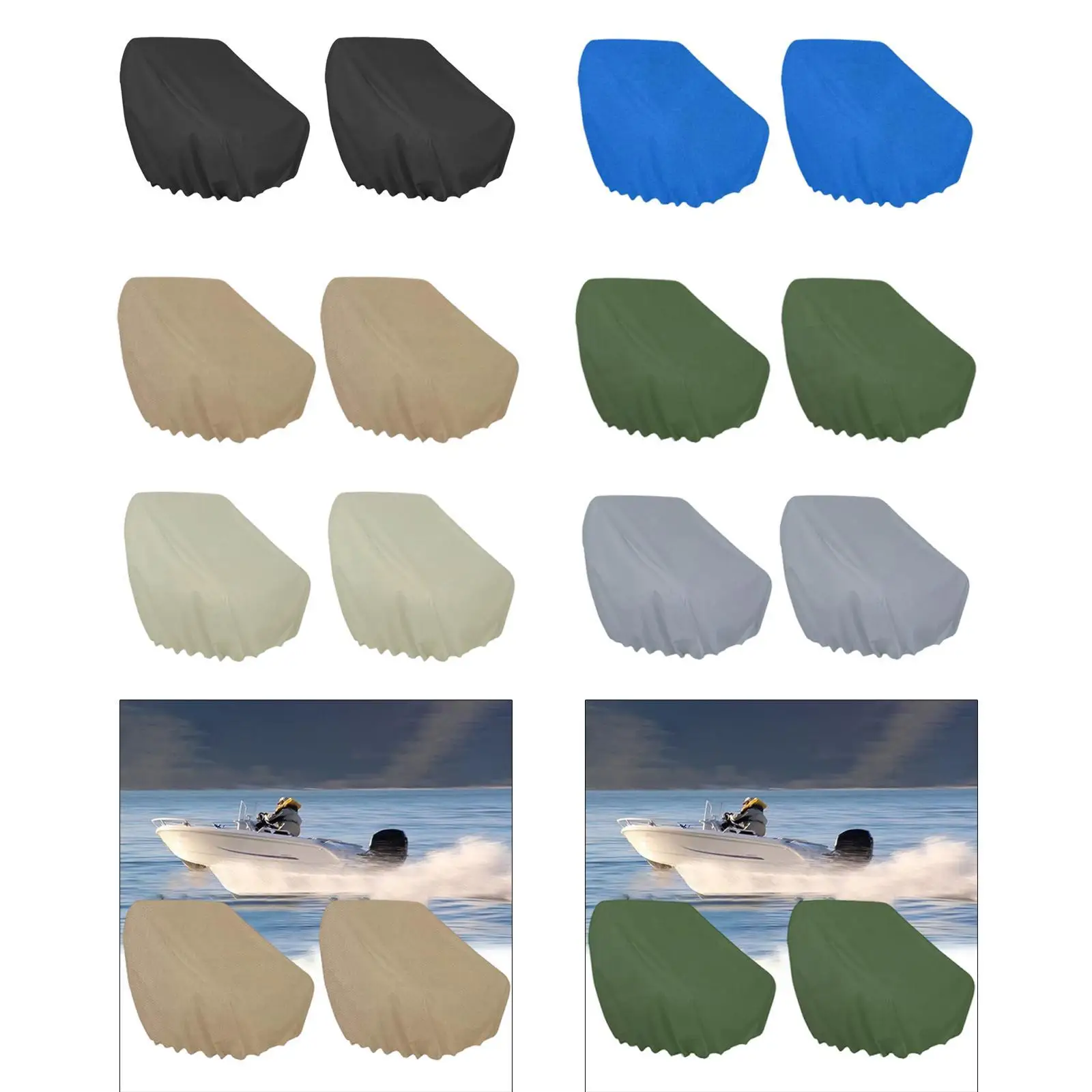 2Pcs Boat Seat Covers Easy Installation Universal Heavy Duty Water Resistant Dustproof Windproof Oxford Cloth Protectors
