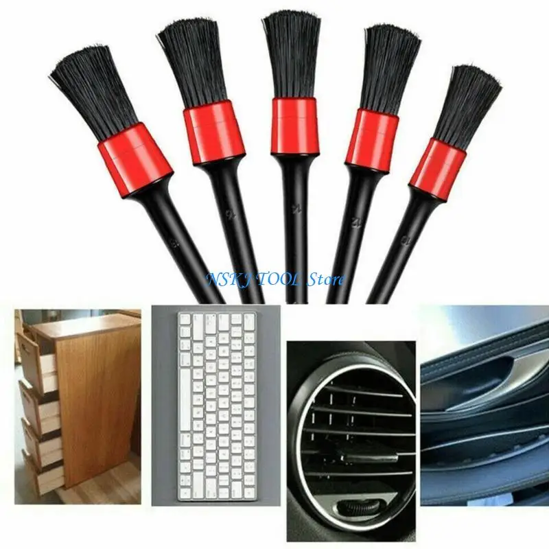 L8RC Auto Cleaning Cleaning Brushes Clean Brush Dashboard Exterior Leathip Leather-Vent Auds تفاصيل أداة 5pcs/set #4