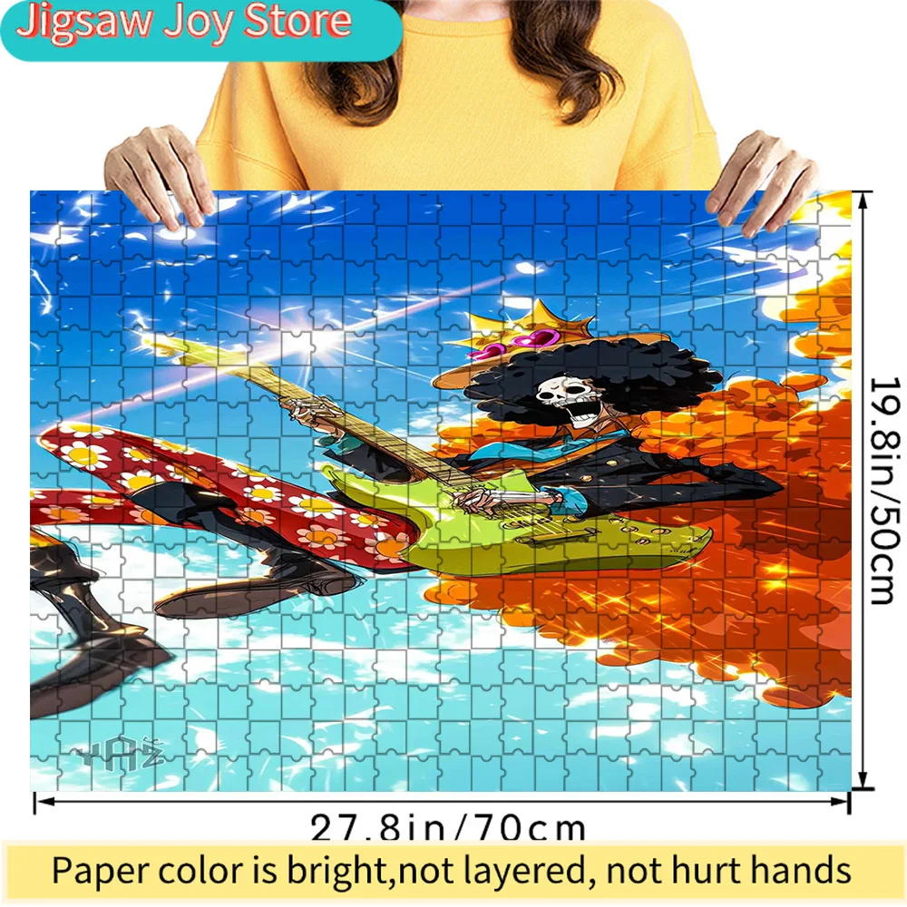 

Коллекционный пазл One Piece с Бруком, гитарой и морским пейзажем, яркий аниме-персонаж, музыкальное искусство, подарок для снятия стресса