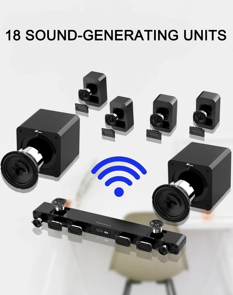 High Definition Surround Sound Home Theater 7.2 Channel Speaker System Including 4 PCS Satellite Speakers And Two Sets Subwoofer