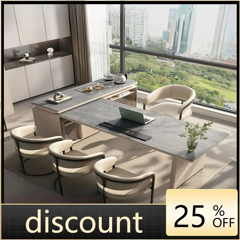 

LH minimalist rock slab desk, tea table and chair integrated multi-functional modern simple corner writing desk