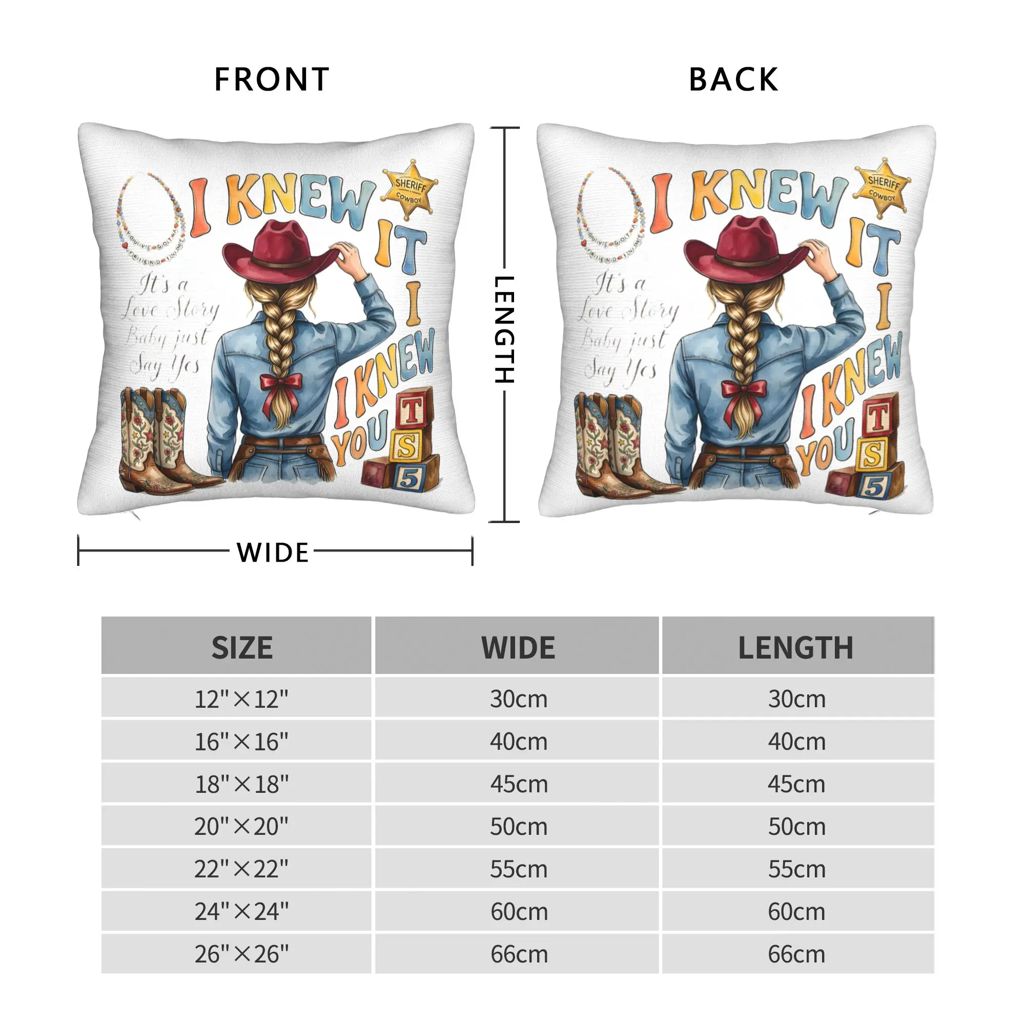I Knew It I Knew You Country  Square Pillowcases Polyester Seat TS5 Cushion Case Cute Decor Pillow Cover 40*40