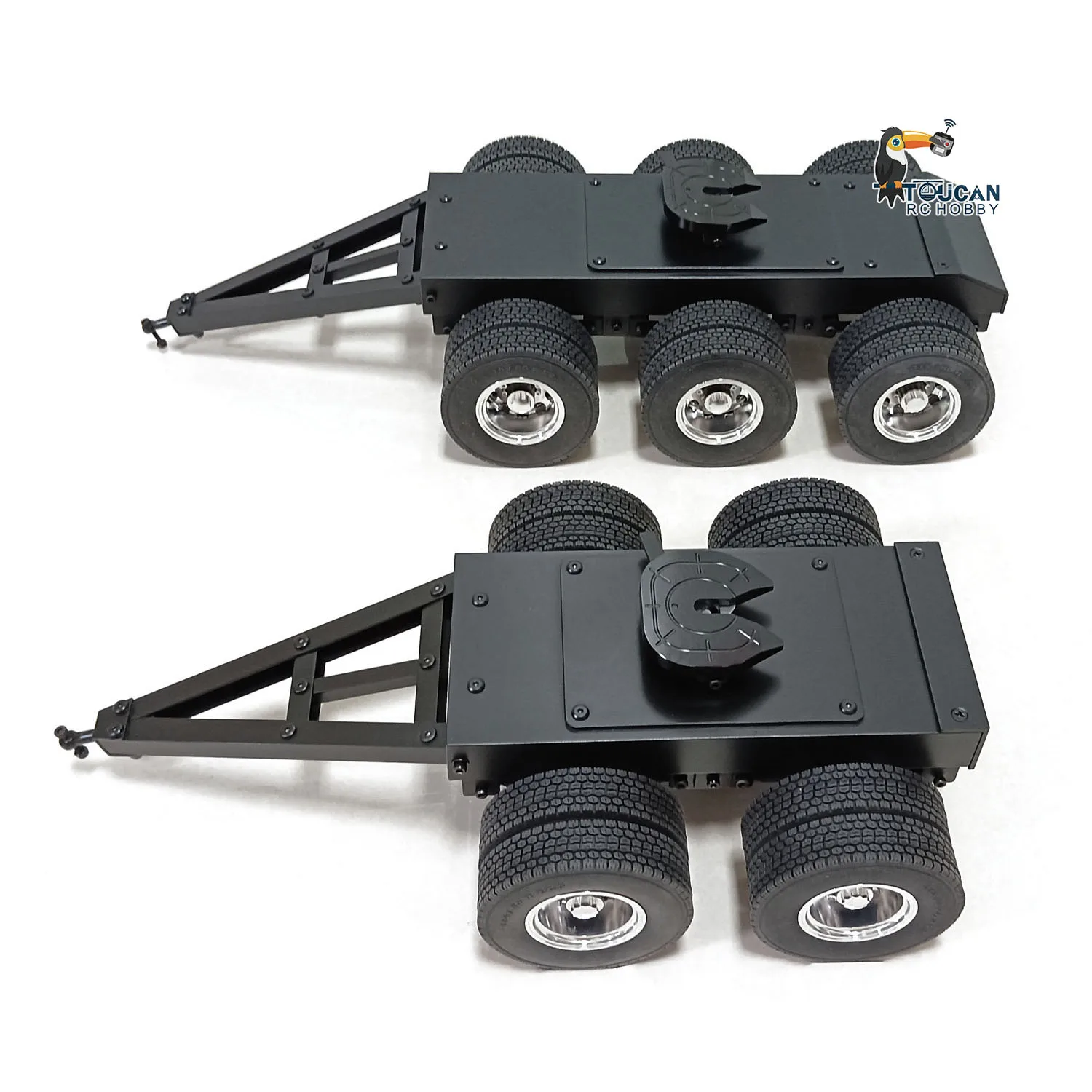 Trailer de metal com peças sobresselentes de tração da quinta roda, 3 eixos, 2 eixos, caminhão RC, LESU Car Model Vehicle, TH22770