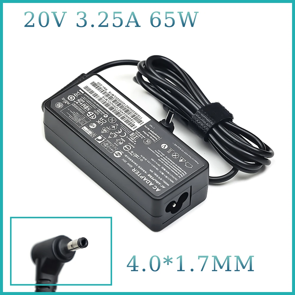 

20V 3.25A 65W 4.0*1.7mm AC Laptop Charger For Lenovo IdeaPad 330s 320 100-15 B50-10 YOGA 710 510-14ISK Redmibook 14 13 Adapter