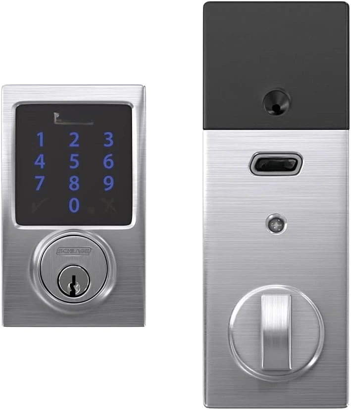 BE469ZP CEN 626 Connect Smart Deadbolt With Alarm Inbuilt Century Trim In Satin Chrome