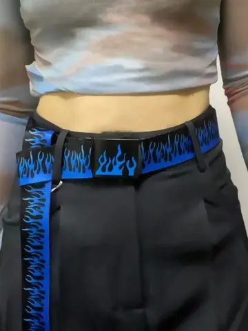 Punk Style Flame Belt - Trendy Hip-hop Street Bad Boy Personality Decoration Durable for Both Men and Women Trendy Eyelet Belt