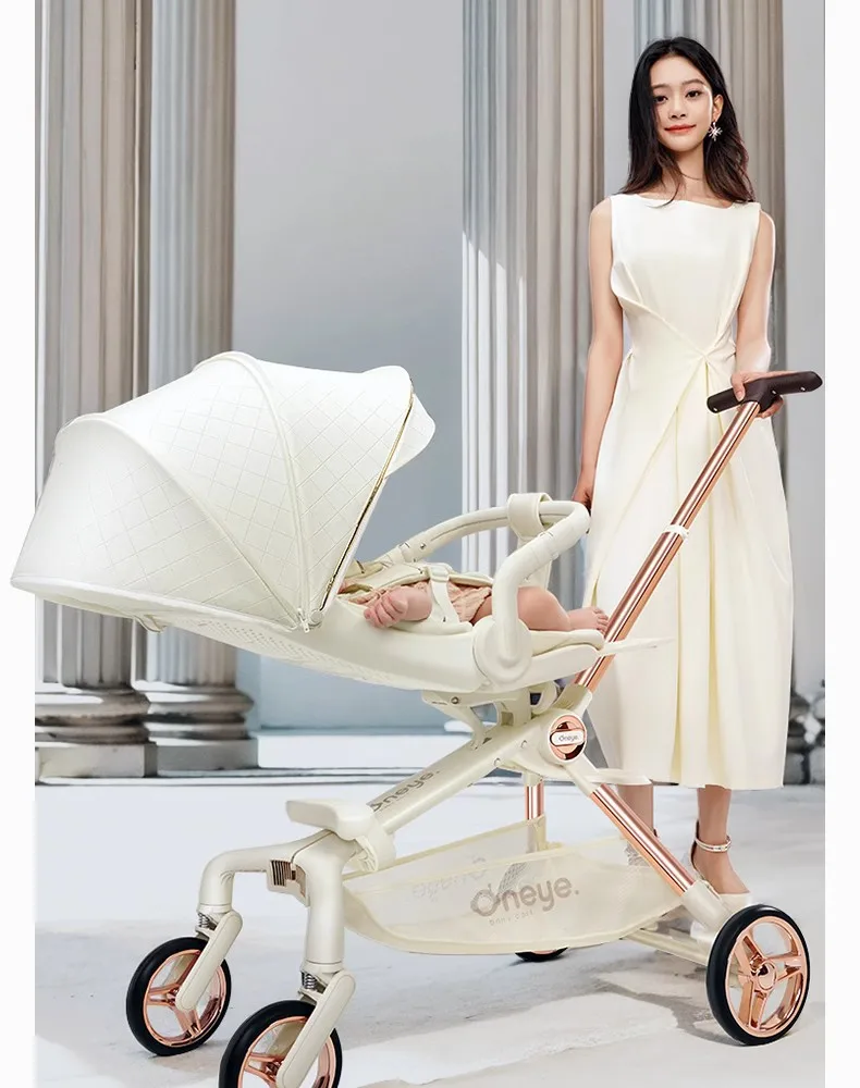 The second-generation baby stroller is a sitting lying baby stroller foldable lightweight and two-way baby stroller for children