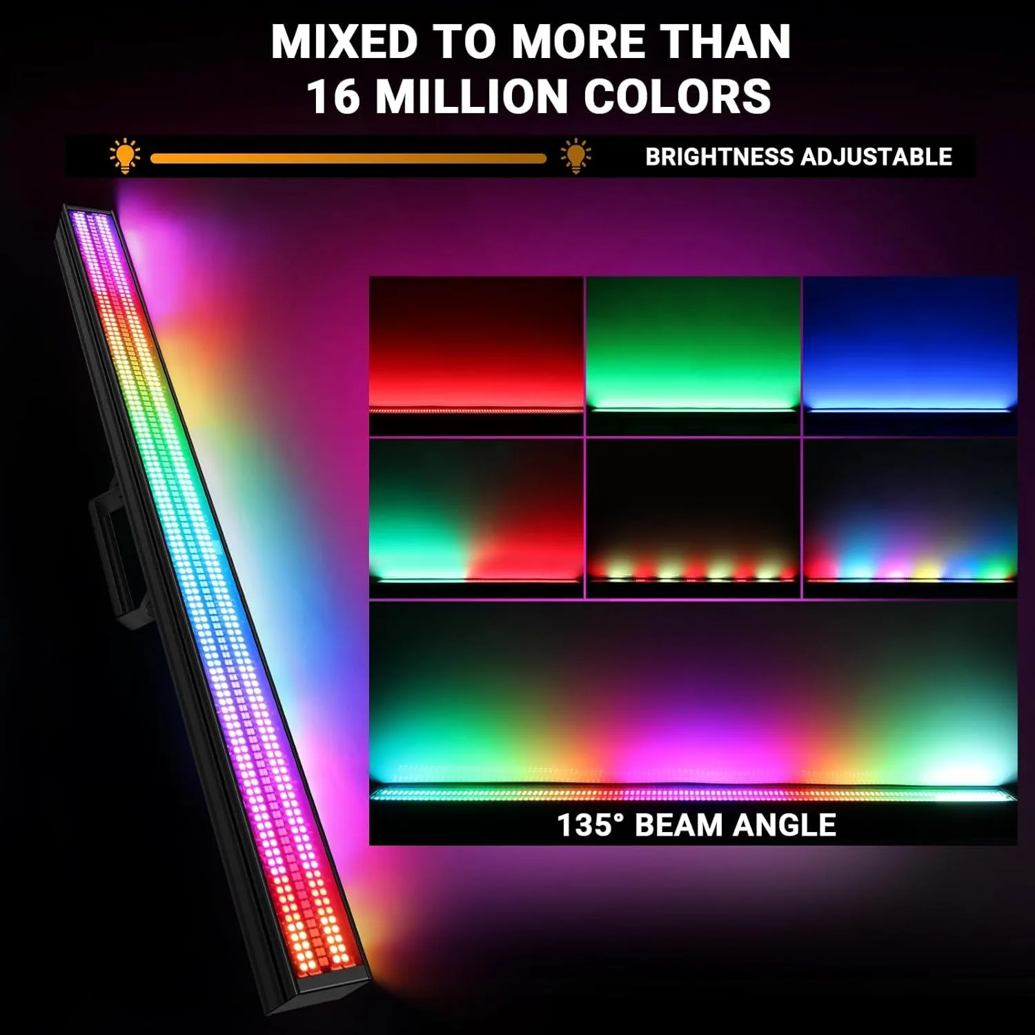 Stage Strobe Light Bar 200W 720LED RGBW DJ Lights - DMX Control 48 RGB & 24 White Chasing & Strobe Effects for Events Wedding