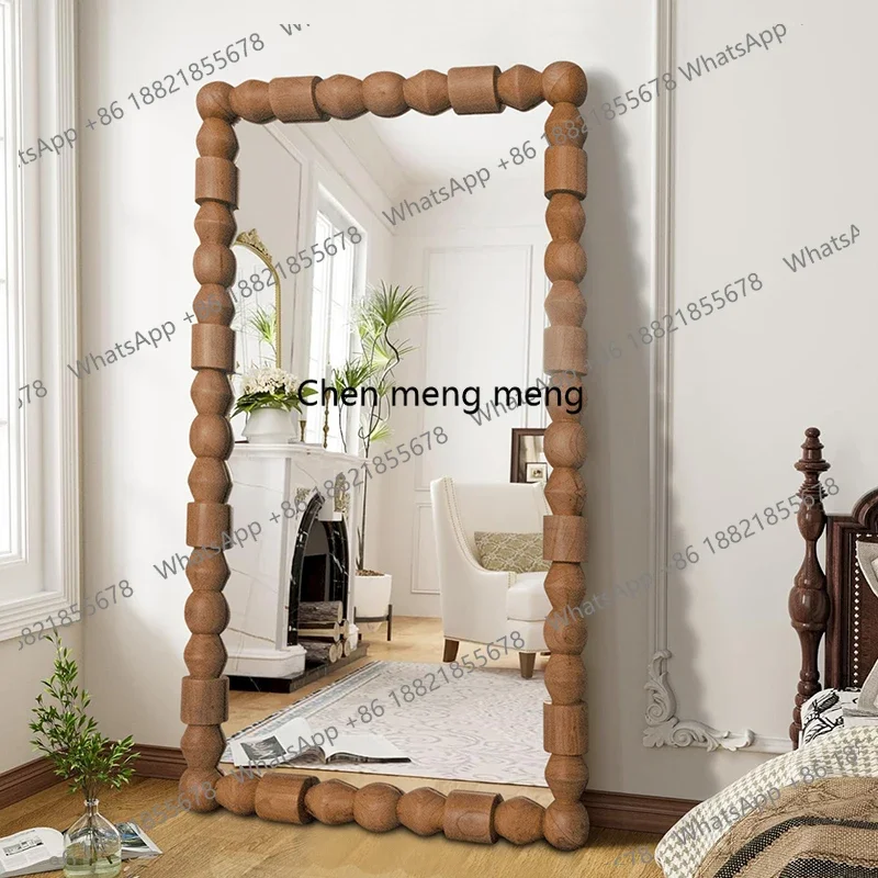 American Style Cloakroom Dressing Mirror Floor-standing Home retro Dressing Slant-Back Fitting Mirror
