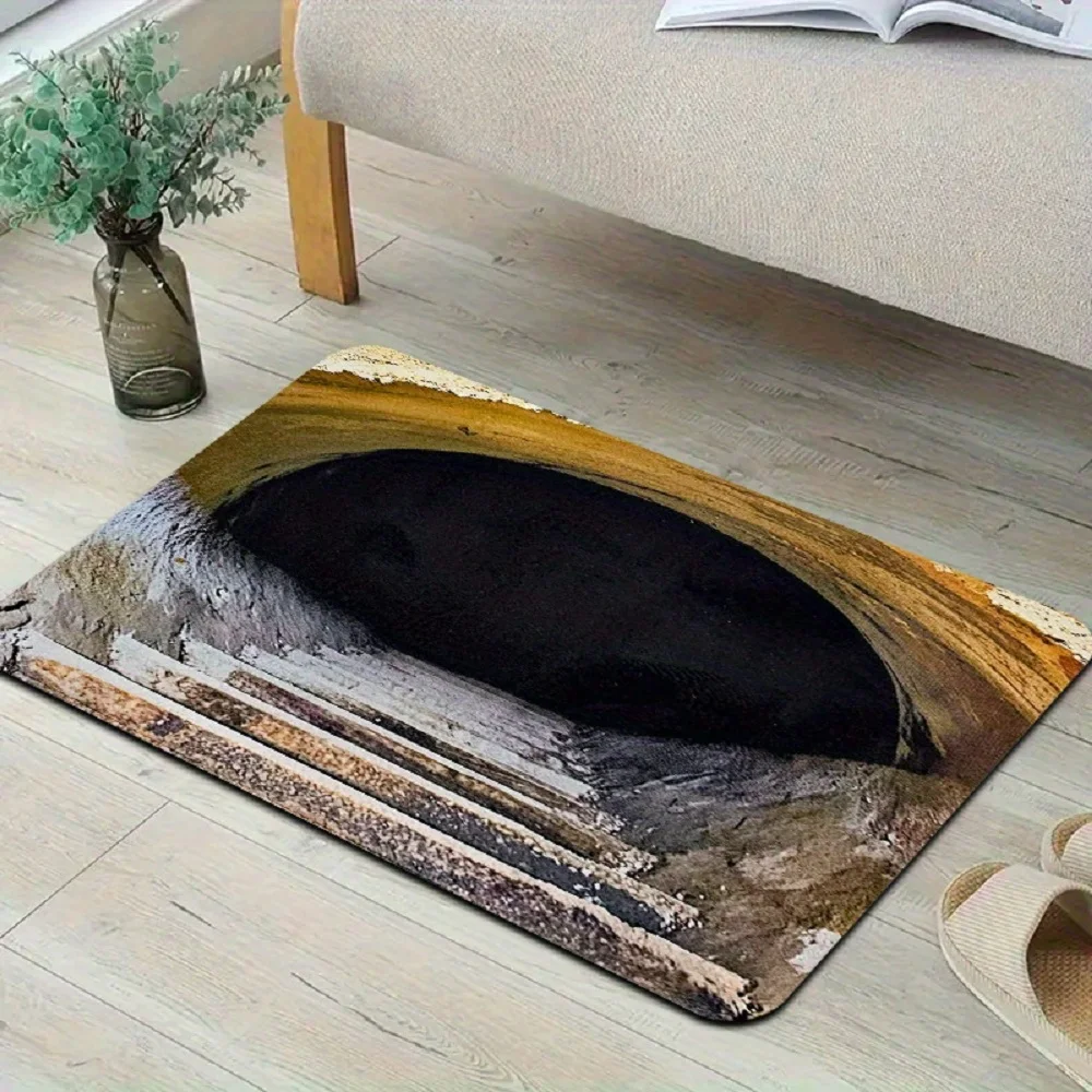 3D Optical Illusion Endless Abyss Stone Pattern Entrance Doormat Anti-slip Carpet for Kitchen Living Room Bathroom Home Decor