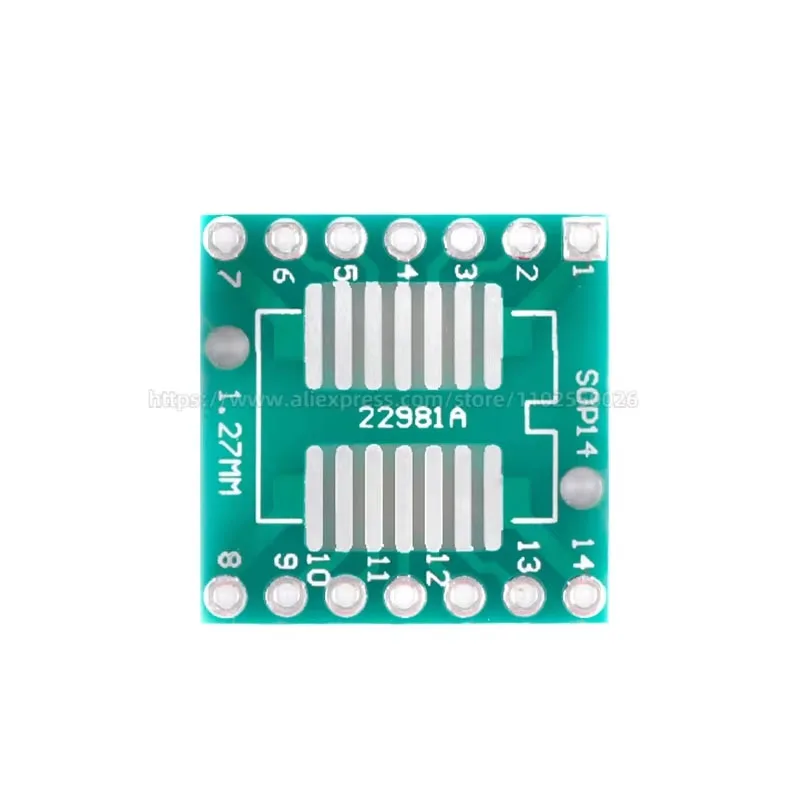 Placa de transferência DIP Pin Board Pitch, placa adaptadora IC, placa de conversão, TSSOP14, SOP-14, SOP-14, DIP14, 10pcs