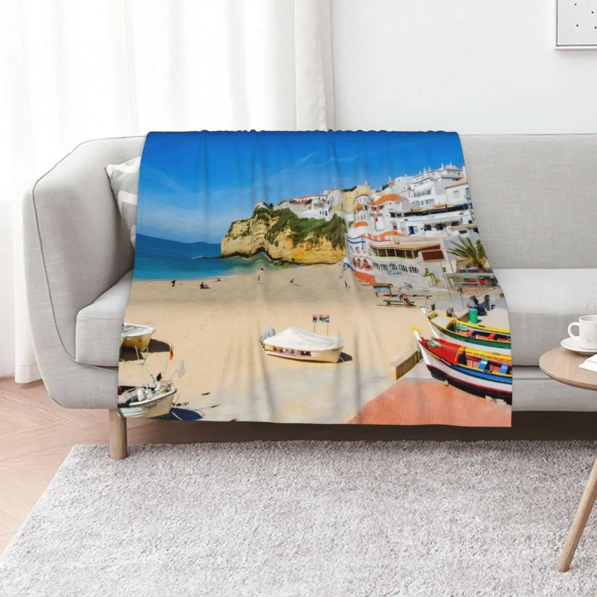 Carvoeiro Village Beach Algarve Throw Blanket Soft Big warm for winter blankets and throws Hairy Sofa Throw Blankets