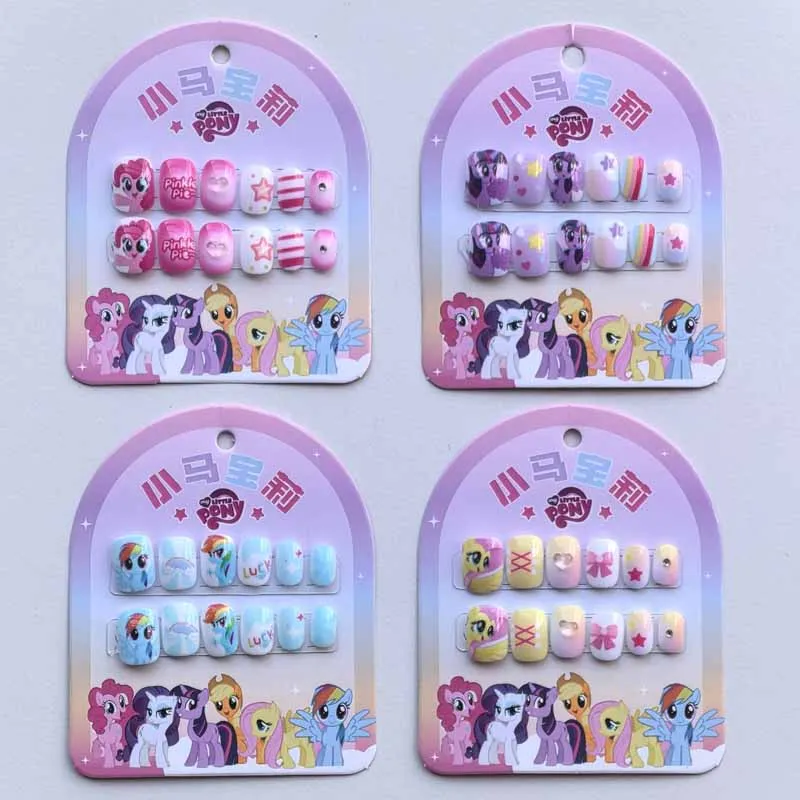 12 pièces mon petit poney enfants mignon dessin animé presse sur ongles 4-10 ans détachable ongles Patch faux ongles filles cadeaux d'anniversaire