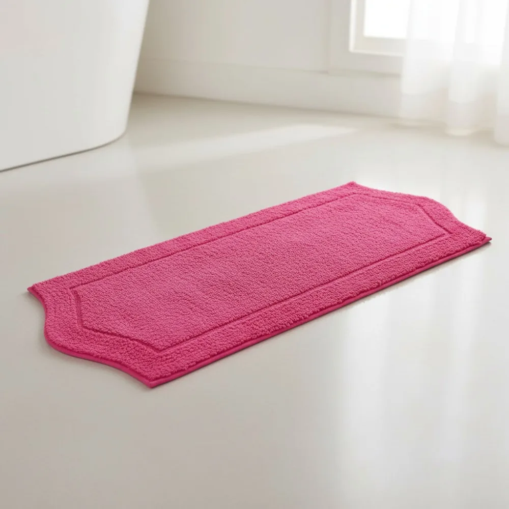 

100% Cotton Plush Bath Rug Runner, Ultra Soft & Absorbent Non-Slip Carpet for Bathroom, 22x60 Inch Hot Pink