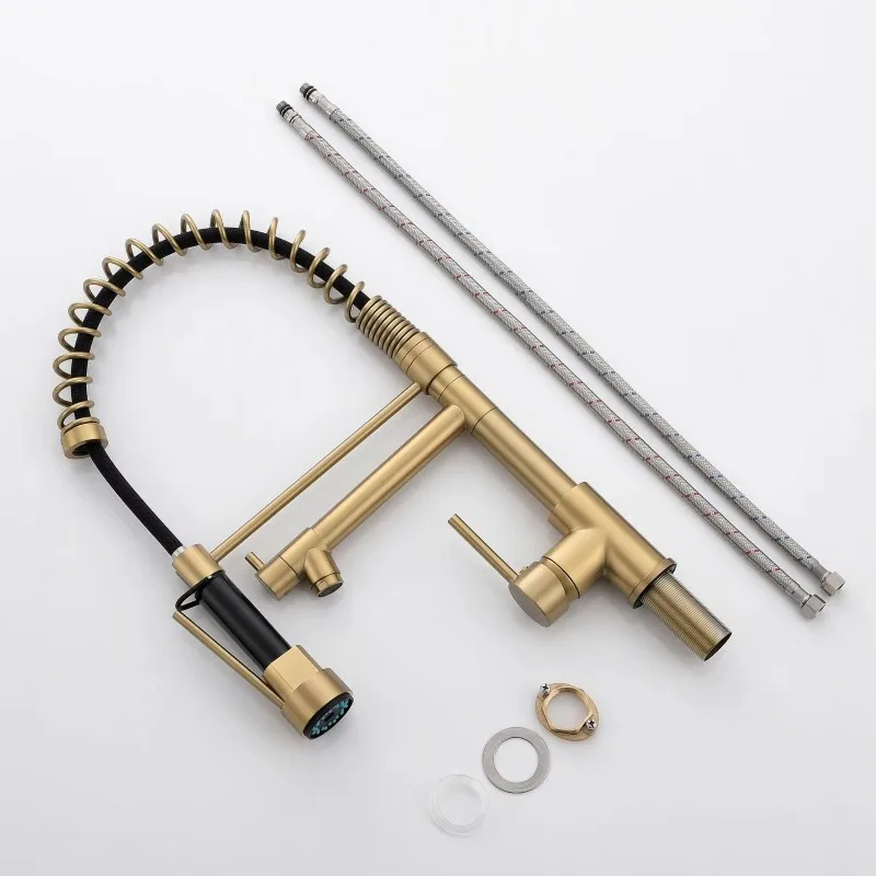 Commercial kitchen faucet single handle design with sink drop-down sprayer