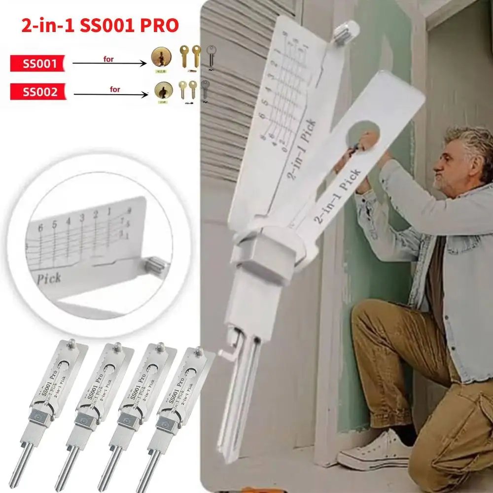 SS001Pro Key Decoder Portable Stainless Steel Key Decoder SS001 Pro Key Hook Maintenance Tool 2-in-1 O-ring Pickup Repair Kit