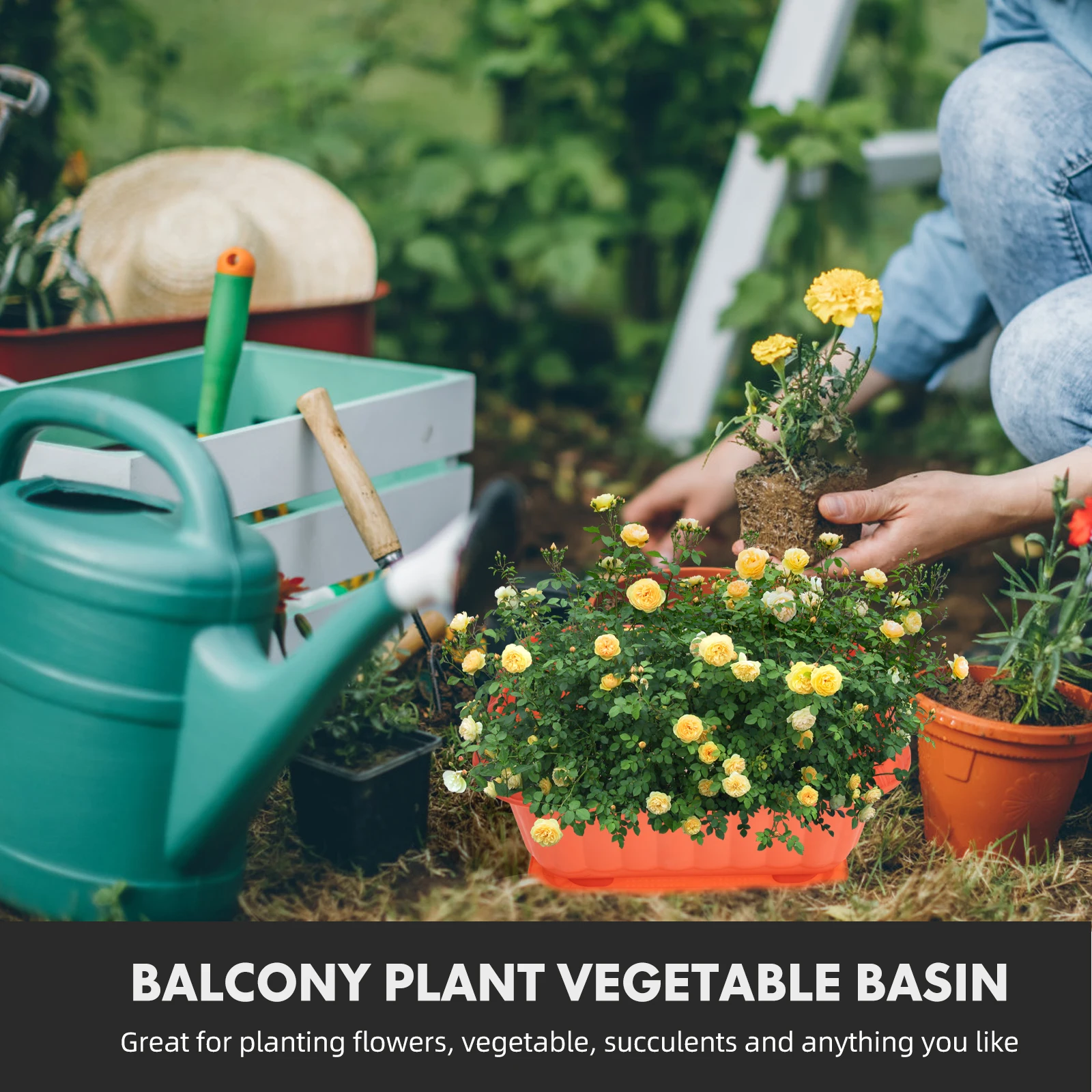 2 مجموعات مزارعي الخضروات البلاستيكية أواني الحدائق الكبيرة حاويات الحضانة صواني ميكروغرين أدوات البستنة الصرف الداخلي في الهواء الطلق #3