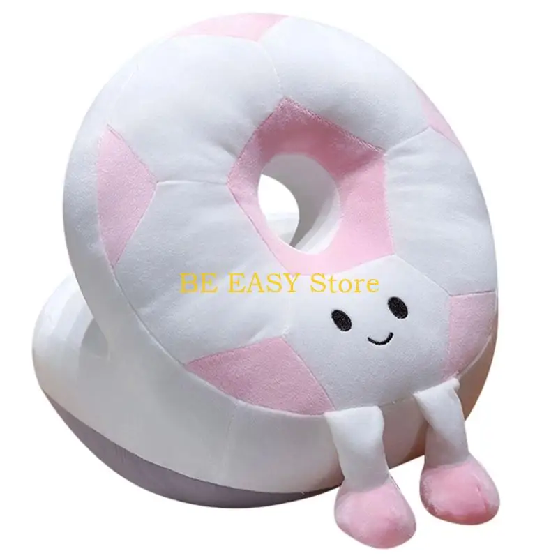 E28F Creative Soccer Print Napping Pillow with Zippered Cover Desk Rest Support Cushion For School Office Home Relaxation Use