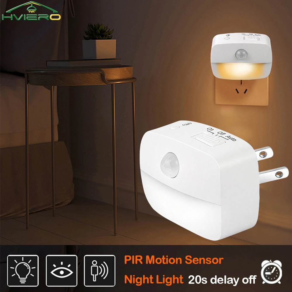

1/2PCS Led Night Light With Motion Sensor EU US Socket PIR Human Induction Lamp 3Colors Plug in Wall Bedroom Hallway Bulb