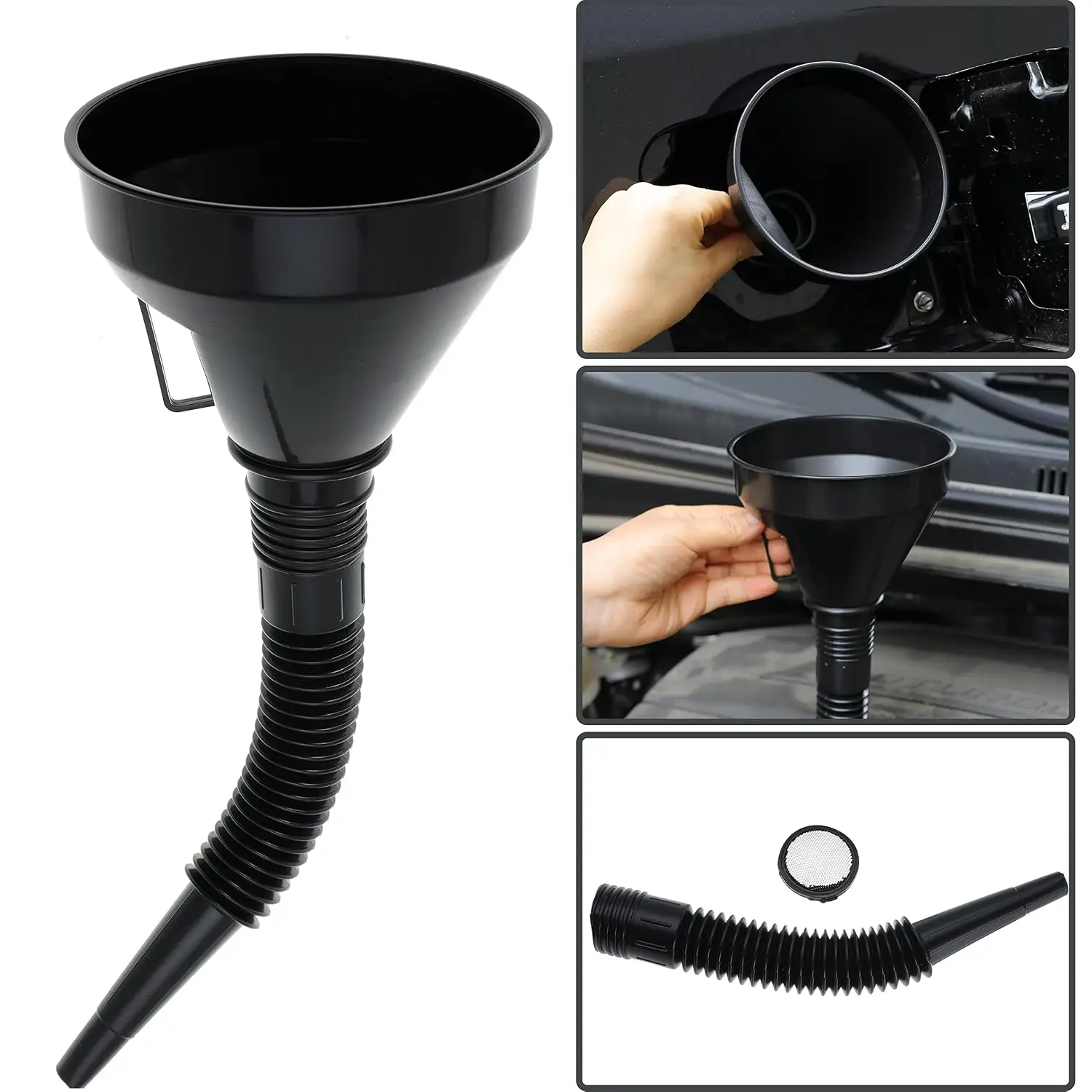 Multi-Function Oil Funnel Tool for Car Motorcycle Engine Oil Filling Anti-Spill Leak-Proof Accessory for Auto Maintenance Repair