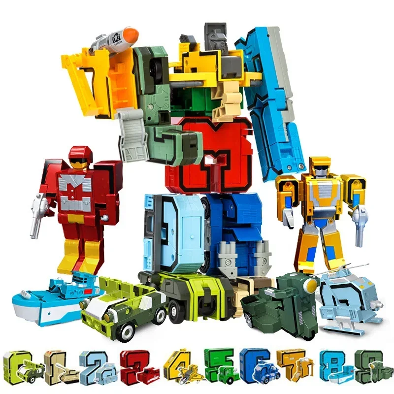 Puzzle Assembling Digital Transformation Toys Assemble Robots Building Blocks Figure Car Model Number Alphabet Educational Toys