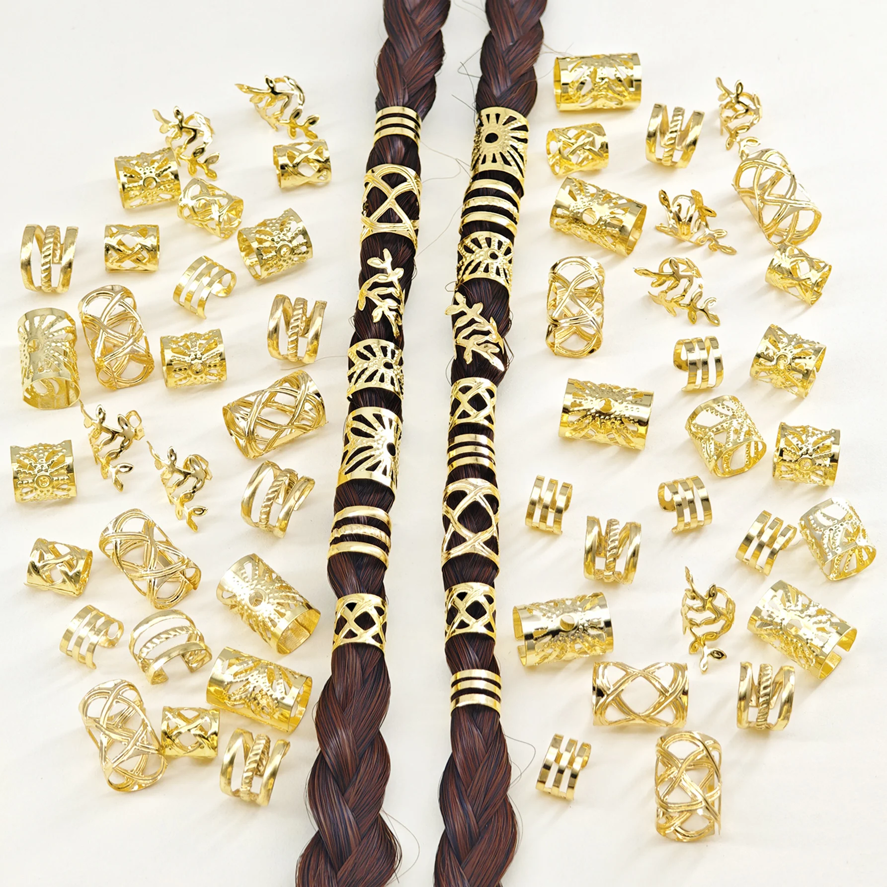 70pcs Dreadlock Hair Rings - Stylish Alloy Hair Accessories Loc Hair Jewelry for Braids for Girls and Women