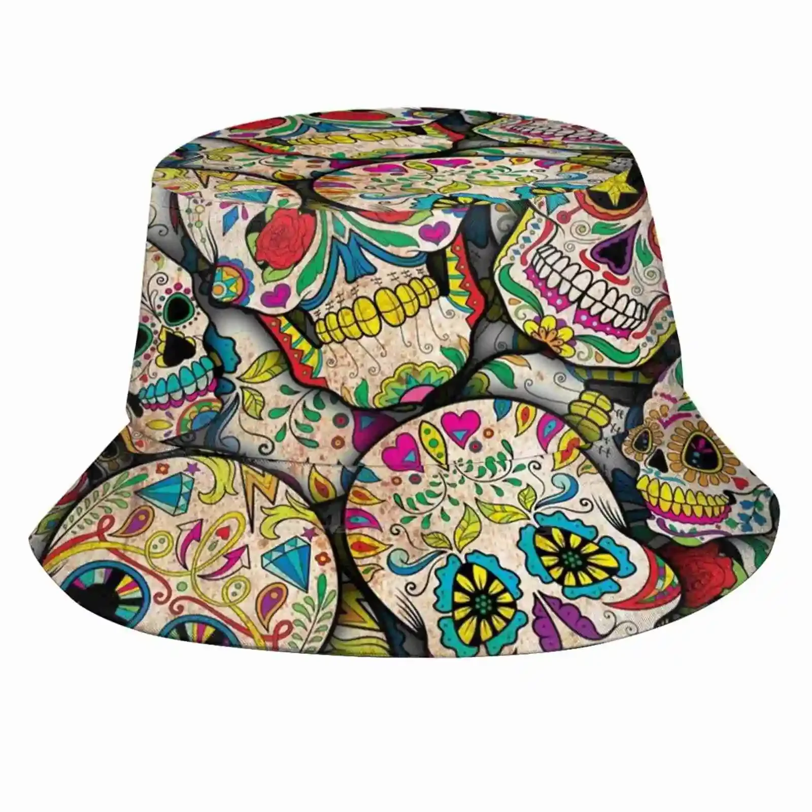 Sugar Skull Collage Causal Cap Buckets Hat Sugar Skulls Halloween Day Of The Dead Style Awesome Stylish Cool