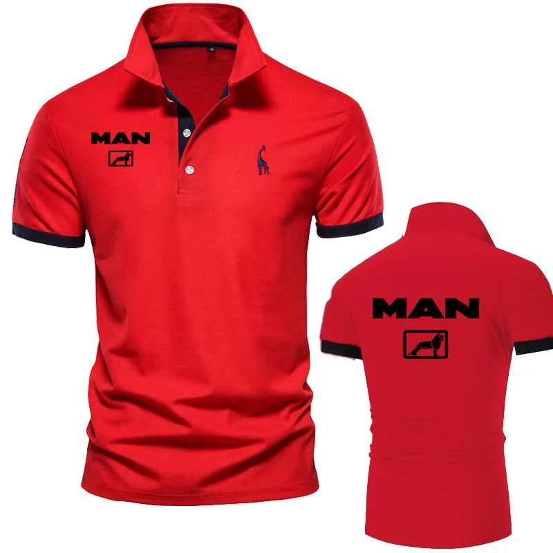 MAN Truck printing 2024 Men's Polo Shirts New Sports Quick Dry Breathable cotton Polos Shirts Business Casual Shorts Sleeve