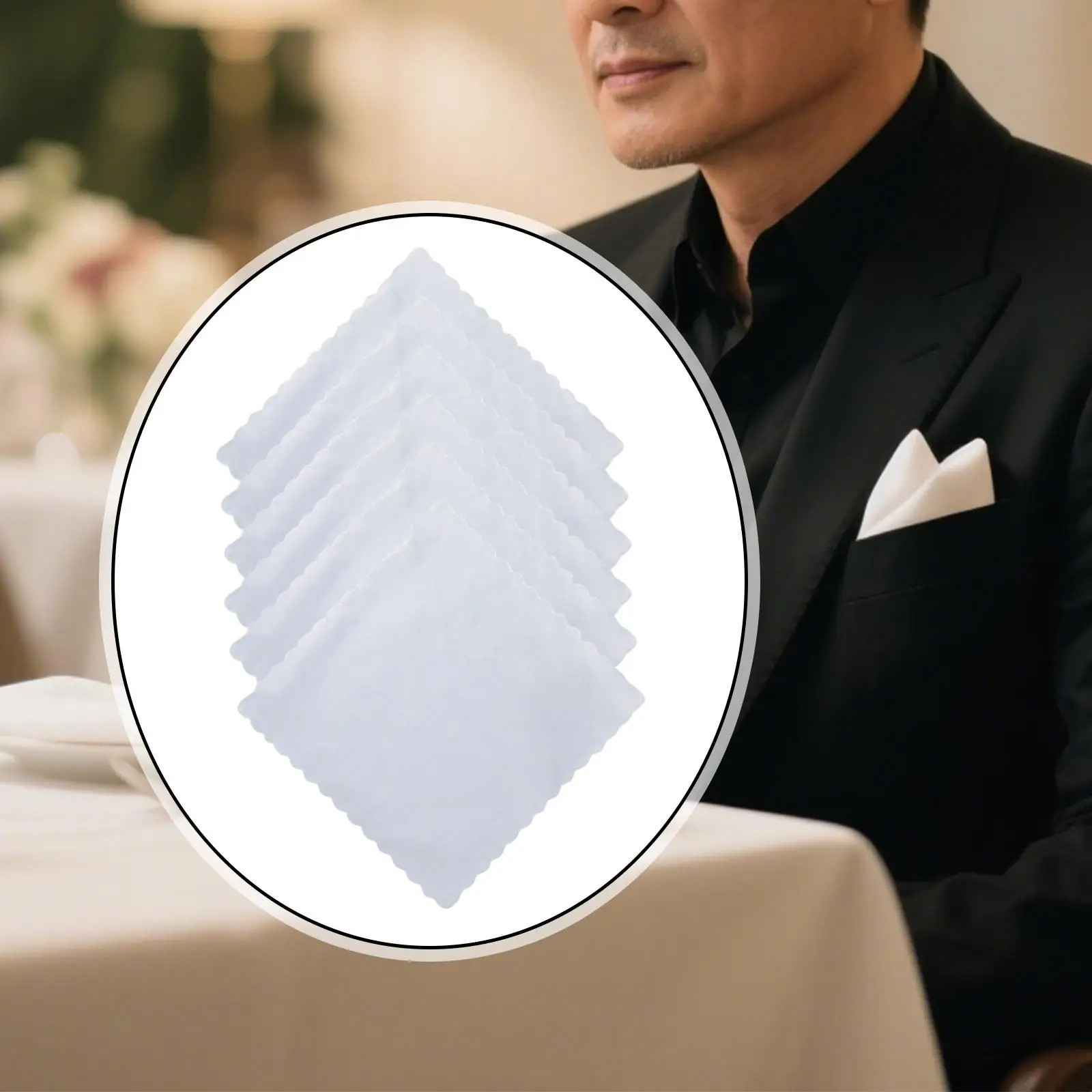 6x مناديل بيضاء للرجال هدايا مناديل مربعة للجيب للاحتفال بالبدلة