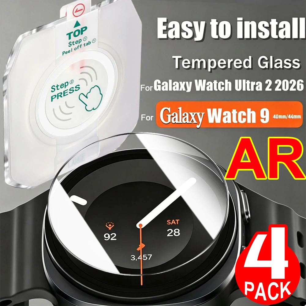 Easy Install AR 9H Tempered Glass For Samsung Galaxy Watch 9 40mm 44mm Ultra 2 2026 Anti-Scratch Screen Protector One-Click Film