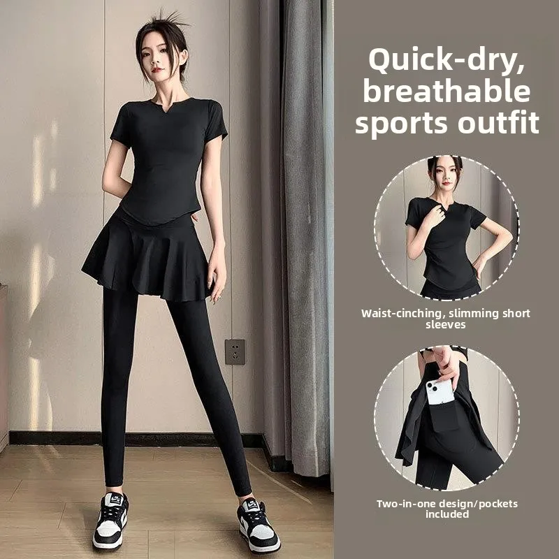 

Аутентичный комплект спортивной одежды для йоги, женский ор Свек Ти, сухой утренний бег, одежда для бадминтона, повседневный костюм