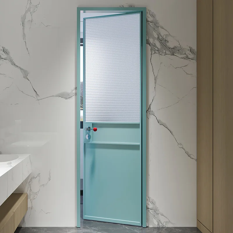Extremely narrow French retro glass door titanium magnesium alloy bathroom door Changhong glass bathroom door toilet