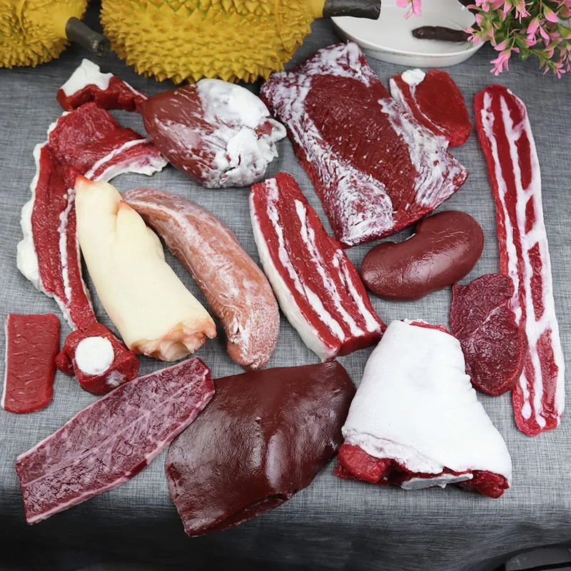 Simulation Pig Kidney Model PVC Fake Raw Meat Food Prop Artificial Offal Ornament for Restaurant Display Photography Decor