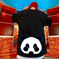 M-8XL Oversized Tshirts Cute Black and White Panda Printed Short Sleeved T-shirt for Men's 2024  New Loose Top