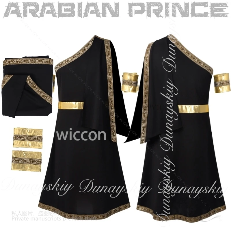 

125 Medieval Cosplay Helloween The Black Ancient Greek Tunic Arabian Prince Costume Anime Character Stage Cospaly All Of Set Cos