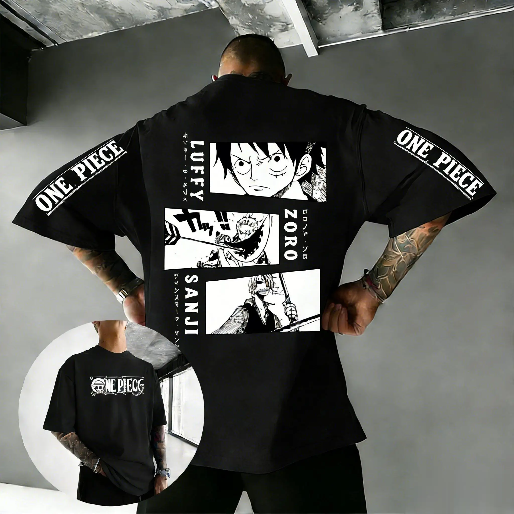 One Piece Luffy Zoro Sanji Anime Grafik T-Shirt für Herren und Damen Kurzarm Tee Harajuku Streetwear Lässige Oberteile Y2k 2026 Sommer Neu
