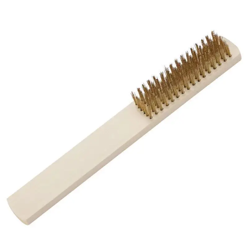 

1pc Rust-removing and polishing wooden handle stainless steel wire encrypted extra-hard wooden handle brush