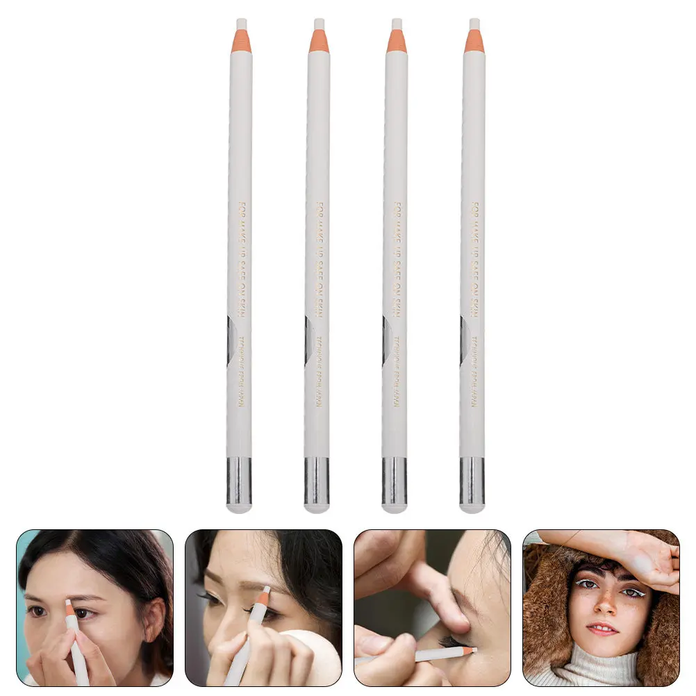 4Pcs White Eyeliner Pencil Smooth Application Excellent Coloring Effect Simple Structure Lightweight Comfortable Grip Woman