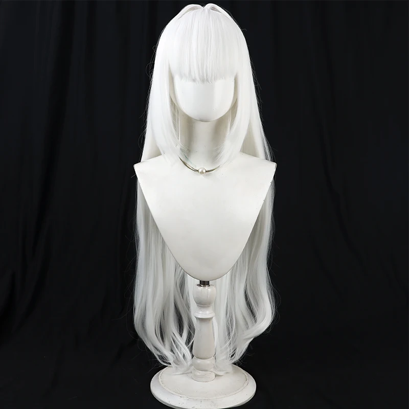 Lancelot peruca cosplay fgo destino grande pedido branco 90cm longo cabelo sintético resistente ao calor halloween carnaval role play + peruca boné