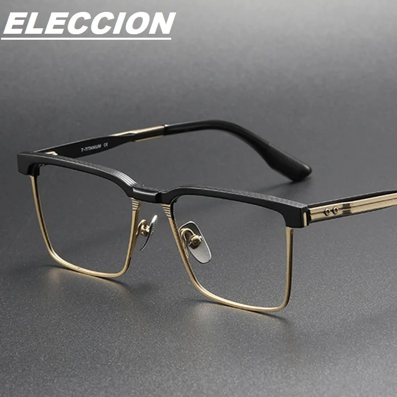 

High Quality Titanium Glasses Frame Men Eyeglasses Japanese Luxury Stripe Brand Designer Eyewear Menfolk Spectacles DTX137