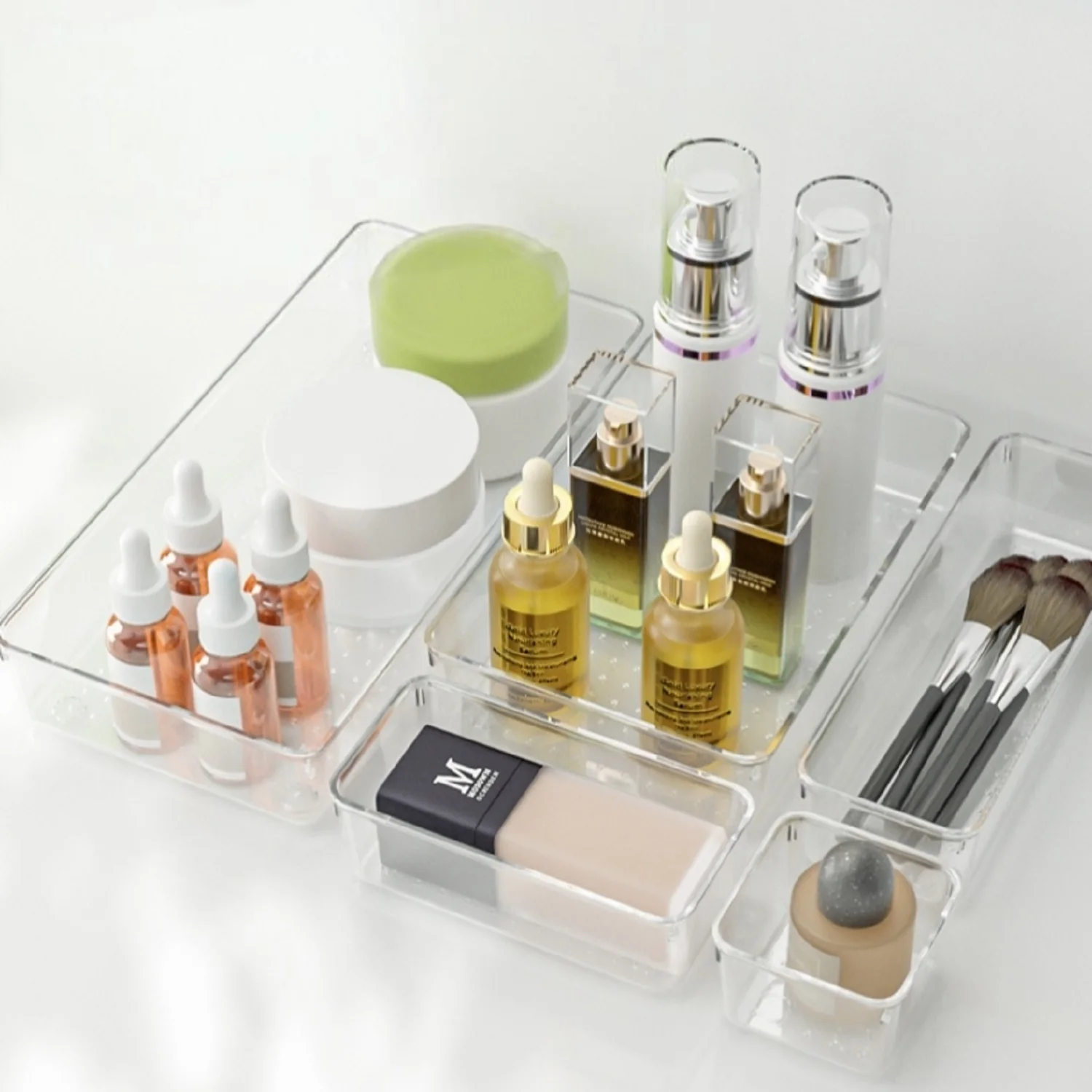 مجموعة منظم الأدراج البلاستيكية المكونة من 12 قطعة من Makeasy منظم المكياج ومنظم الغرور لأدوات القرطاسية والمكياج والمطبخ والحمام والمكتب