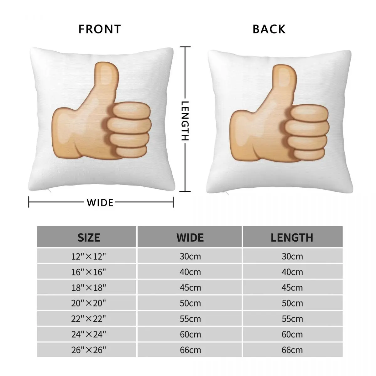 Cool Thumbs Up Square Pillowcase Polyester Linen Velvet Pattern Zip Decor Throw Pillow Case Room Cushion Cover
