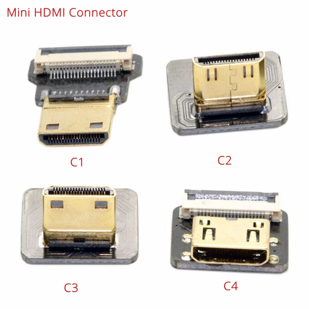 HDMI-compatible FPV HDMI Flat Ribbon Cable UP/Down Angle 90 Degree Flexible 20pin Plug HDMI Raspberry Pi 4