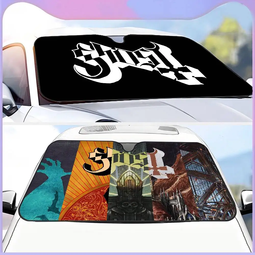 

Classic Band G-Ghost Summer Car Sunshade Front Windshield Sunshade Sunblock Thermal Insulation Sunshade Umbrella Retractable