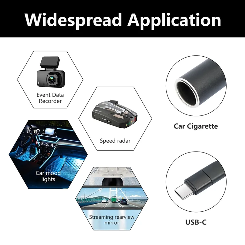 

With Voltage Display Type C To Cigarette Lighter Adapter Cable Converterfemale Step Up Vehicle Car Boost Power Cable